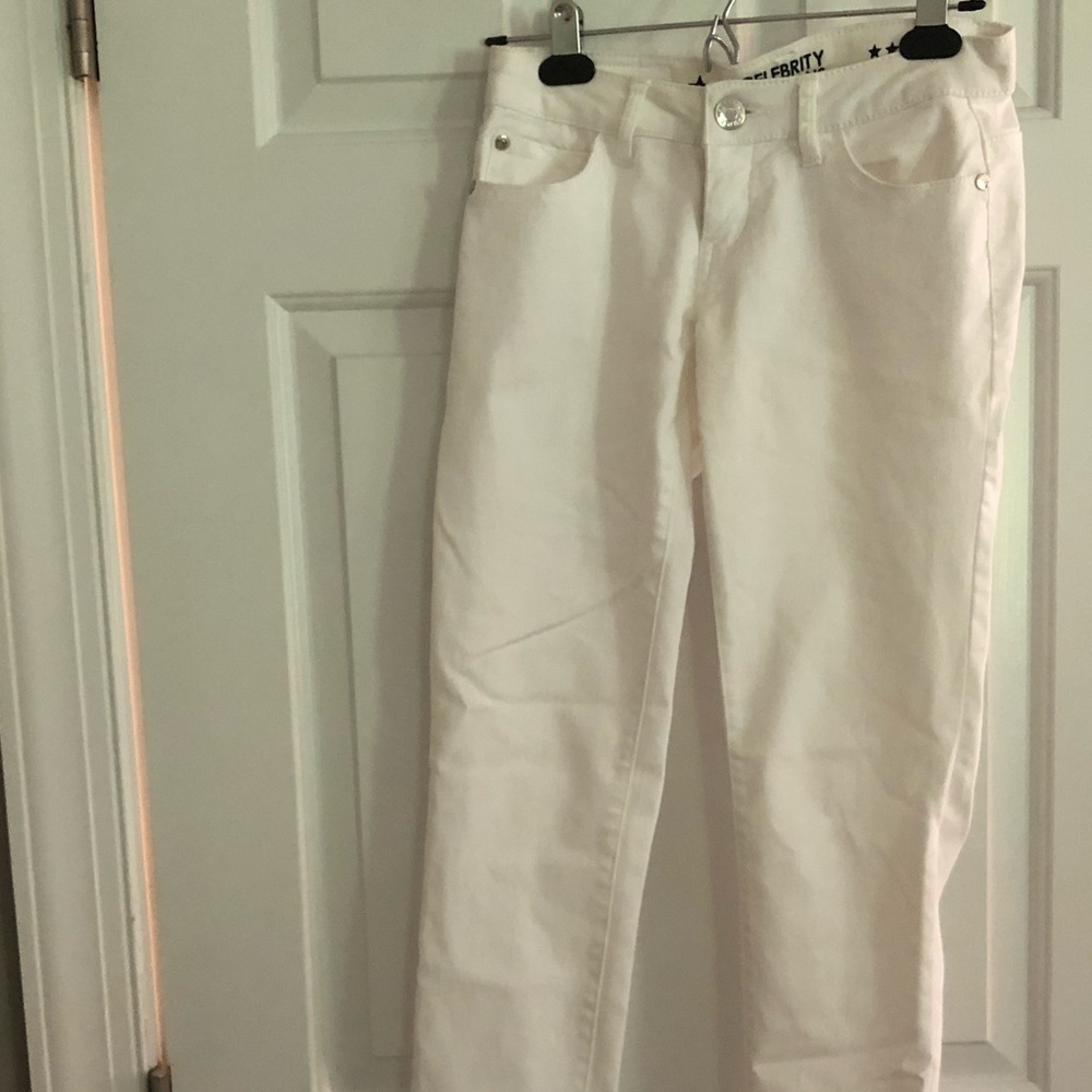 Celebrity white low rise skinny jeans/pants